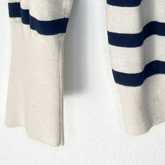 Zara cardigan pearl buttons/ long sleeves, beige with blue stripes - Picture 4 of 5